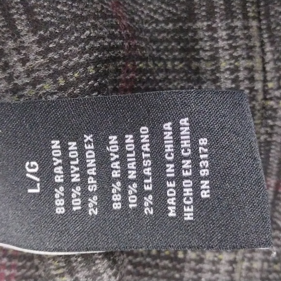 Tahari Black Window Pane Glen Plaid Mid Rise Elastic Waistband Pull On Leggings - Picture 5 of 11